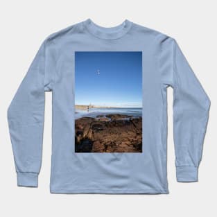 Tynemouth Long Sands under a blue sky Long Sleeve T-Shirt